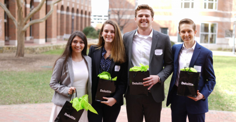 180DC members stand after Deloitte's Case Competition